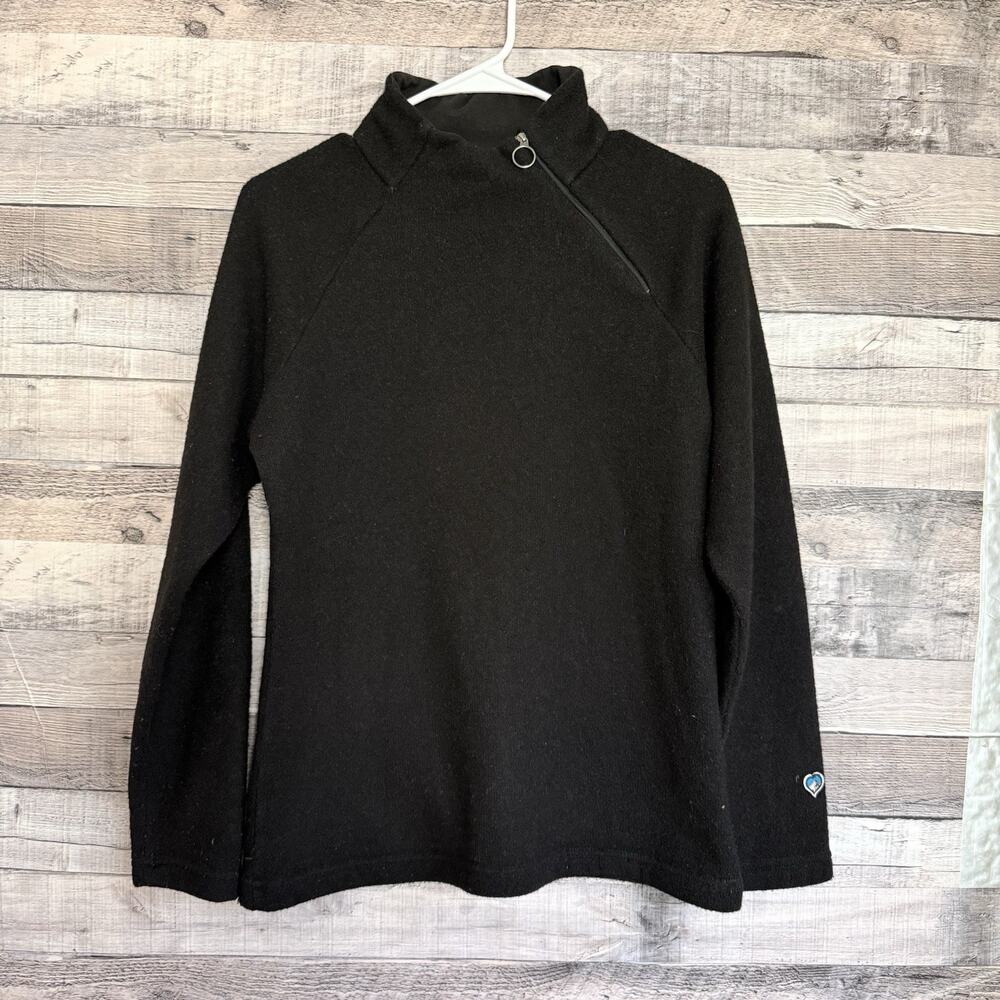 Kuhl Women’s Kiara Microfleece Pullover Sweater Mock Neck Black Medium